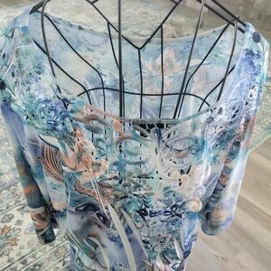 Simply Irresistible Blue Gray 3/4 Sleeve Top